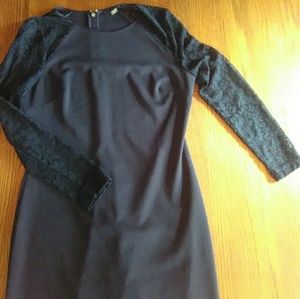 Black Tommy Hilfiger Dress With Lace Sleeves